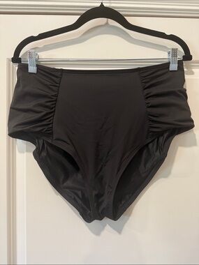 Victoria's Secret High-Waist Ruched Black Bikini Bottoms